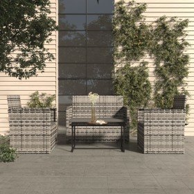 Muebles de jardín con cojines 4 piezas ratán sintético gris en Conjuntos de jardín | Comprar online en Foru.es