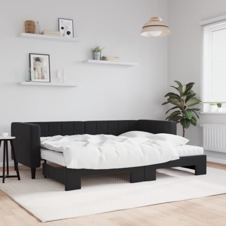 Sofá cama nido con colchón terciopelo negro 80x200 cm de vidaXL, Camas y somieres - Ref: Foro24-3196712, Precio: 437,92 €, De...