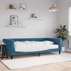 Sofa bed with blue velvet mattress 100x200 cm by vidaXL, Beds and slatted bases - Ref: Foro24-3196673, Price: 375,75 €, Disco...