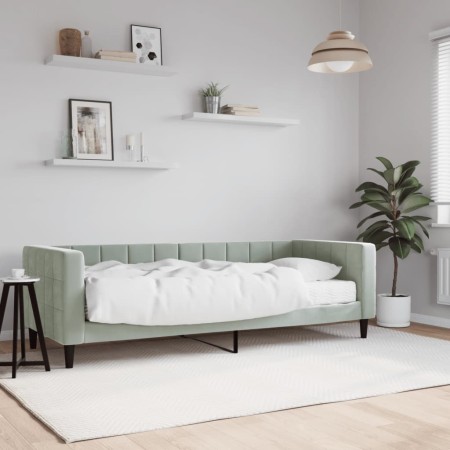 Sofá cama con colchón terciopelo gris claro 80x200 cm de vidaXL, Camas y somieres - Ref: Foro24-3196660, Precio: 336,84 €, De...