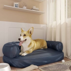 Cama para perros de espuma cuero sintético azul oscuro 88x65 cm en Camas para perros | Comprar online en Foru.es