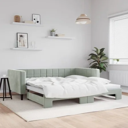 Sofá cama nido terciopelo gris claro 100x200 cm de vidaXL, Camas y somieres - Ref: Foro24-3196698, Precio: 264,19 €, Descuent...