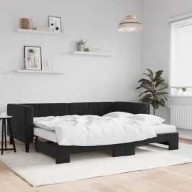 Sofá cama nido con colchón terciopelo negro 90x200 cm de vidaXL, Camas y somieres - Ref: Foro24-3196719, Precio: 444,14 €, De...