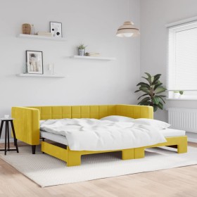 Sofá cama nido terciopelo amarillo 100x200 cm de vidaXL, Camas y somieres - Ref: Foro24-3196703, Precio: 254,64 €, Descuento: %