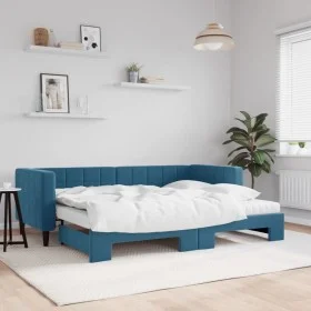 Trundle sofa bed with blue velvet mattress 80x200 cm by vidaXL, Beds and slatted bases - Ref: Foro24-3196707, Price: 451,00 €...