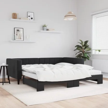 Sofá cama nido con colchón terciopelo negro 100x200 cm de vidaXL, Camas y somieres - Ref: Foro24-3196726, Precio: 428,27 €, D...