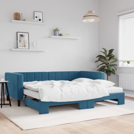 Sofá cama nido con colchón terciopelo azul 90x200 cm de vidaXL, Camas y somieres - Ref: Foro24-3196714, Precio: 441,60 €, Des...