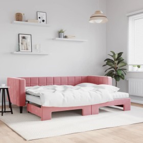 Sofá cama nido con colchón terciopelo rosa 80x200 cm de vidaXL, Camas y somieres - Ref: Foro24-3196711, Precio: 439,40 €, Des...