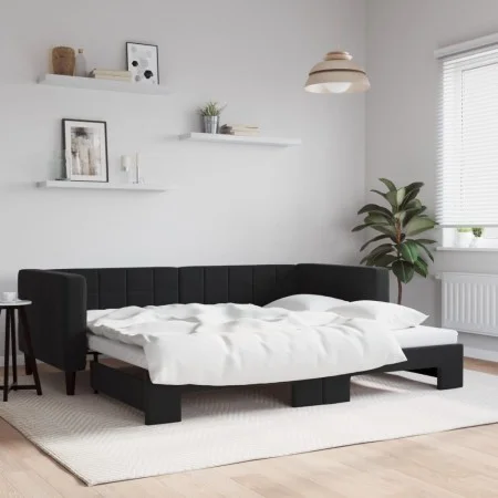 Sofá cama nido terciopelo negro 90x200 cm de vidaXL, Camas y somieres - Ref: Foro24-3196695, Precio: 250,78 €, Descuento: %