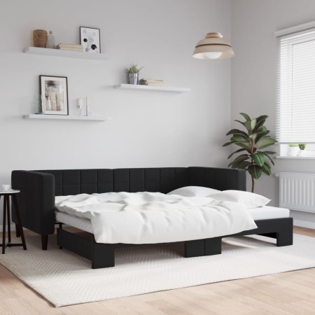 Sofá cama nido terciopelo negro 90x200 cm de vidaXL, Camas y somieres - Ref: Foro24-3196695, Precio: 238,19 €, Descuento: %