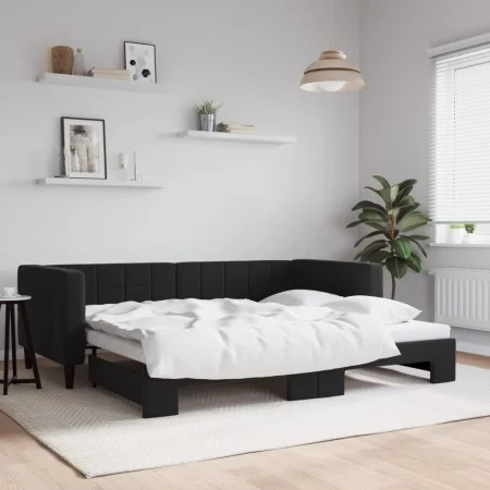 Sofá cama nido terciopelo negro 90x190 cm de vidaXL, Camas y somieres - Ref: Foro24-3196706, Precio: 258,95 €, Descuento: %