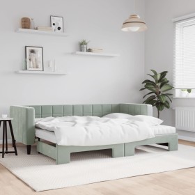 Sofá cama nido con colchón terciopelo gris claro 80x200 cm de vidaXL, Camas y somieres - Ref: Foro24-3196708, Precio: 442,46 ...