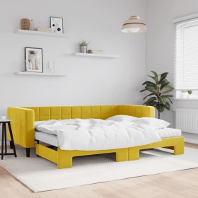 Sofá cama nido con colchón terciopelo amarillo 90x200 cm de vidaXL, Camas y somieres - Ref: Foro24-3196720, Precio: 450,46 €,...