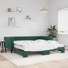 Sofá cama nido con colchón terciopelo verde oscuro 100x200 cm de vidaXL, Camas y somieres - Ref: Foro24-3196724, Precio: 427,...