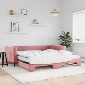 Sofá cama nido con colchón terciopelo rosa 100x200 cm de vidaXL, Camas y somieres - Ref: Foro24-3196725, Precio: 444,49 €, De...