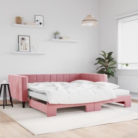 Sofá cama nido con colchón terciopelo rosa 100x200 cm de vidaXL, Camas y somieres - Ref: Foro24-3196725, Precio: 452,36 €, De...