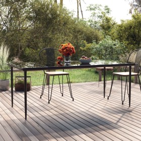 Mesa comedor jardín acero y vidrio templado negro 200x100x74 cm en Mesas de jardín | Comprar online en Foru.es