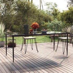Mesa comedor jardín acero y vidrio templado negro 200x100x74 cm en Mesas de jardín | Comprar online en Foru.es