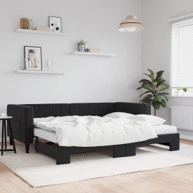 Sofá cama nido con colchón terciopelo negro 90x190 cm de vidaXL, Camas y somieres - Ref: Foro24-3196730, Precio: 420,80 €, De...