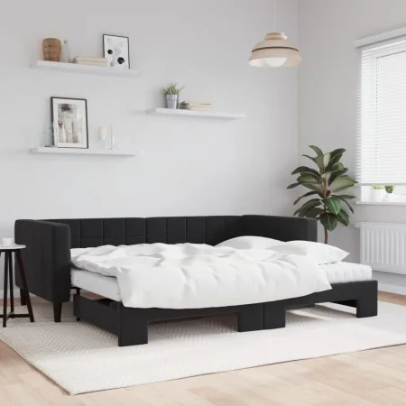 Sofá cama nido con colchón terciopelo negro 90x190 cm de vidaXL, Camas y somieres - Ref: Foro24-3196730, Precio: 416,11 €, De...