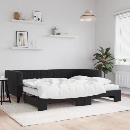 Sofá cama nido con colchón terciopelo negro 90x190 cm de vidaXL, Camas y somieres - Ref: Foro24-3196730, Precio: 420,80 €, De...