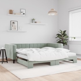 Sofá cama nido con colchón terciopelo gris claro 100x200 cm de vidaXL, Camas y somieres - Ref: Foro24-3196722, Precio: 440,98...