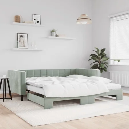 Sofá cama nido con colchón terciopelo gris claro 100x200 cm de vidaXL, Camas y somieres - Ref: Foro24-3196722, Precio: 432,60...
