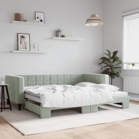 Sofá cama nido terciopelo gris claro 90x200 cm de vidaXL, Camas y somieres - Ref: Foro24-3196691, Precio: 255,14 €, Descuento: %