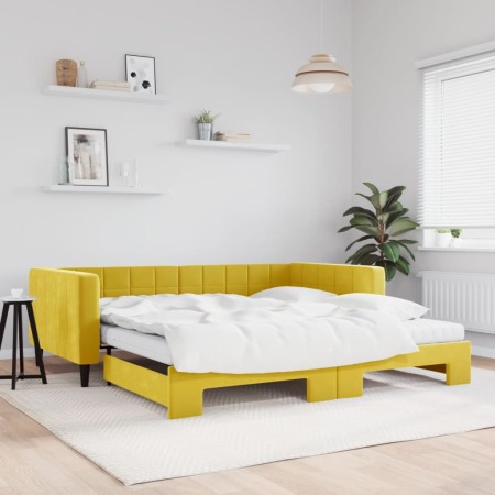 Sofá cama nido con colchón terciopelo amarillo 100x200 cm de vidaXL, Camas y somieres - Ref: Foro24-3196727, Precio: 427,59 €...