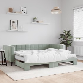 Sofá cama nido con colchón terciopelo gris claro 90x200 cm de vidaXL, Camas y somieres - Ref: Foro24-3196715, Precio: 441,40 ...