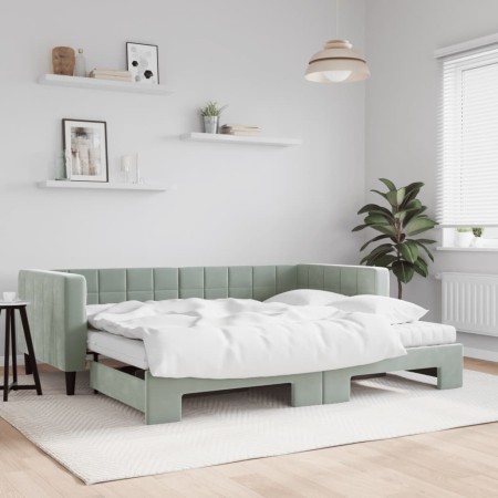 Sofá cama nido con colchón terciopelo gris claro 90x200 cm de vidaXL, Camas y somieres - Ref: Foro24-3196715, Precio: 441,40 ...