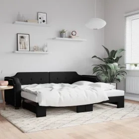 Black fabric trundle sofa bed 90x200 cm by vidaXL, Beds and slatted bases - Ref: Foro24-3197636, Price: 258,03 €, Discount: %