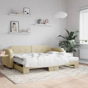 Sofá cama nido tela crema 100x200 cm de vidaXL, Camas y somieres - Ref: Foro24-3197643, Precio: 268,09 €, Descuento: %