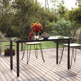 Mesa comedor jardín acero y vidrio templado negro 200x100x74 cm en Mesas de jardín | Comprar online en Foru.es