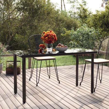 Mesa comedor jardín acero y vidrio templado negro 200x100x74 cm en Mesas de jardín | Comprar online en Foru.es