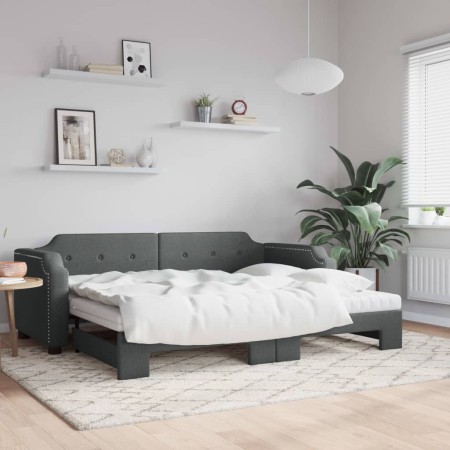 Sofá cama nido con colchón tela gris oscuro 100x200 cm de vidaXL, Camas y somieres - Ref: Foro24-3197658, Precio: 435,82 €, D...