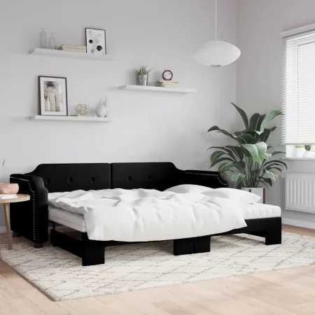 Sofá cama nido con colchón tela negro 90x200 cm de vidaXL, Camas y somieres - Ref: Foro24-3197654, Precio: 451,81 €, Descuent...