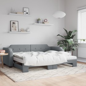 Sofá cama nido con colchón tela gris claro 90x200 cm de vidaXL, Camas y somieres - Ref: Foro24-3197652, Precio: 445,61 €, Des...