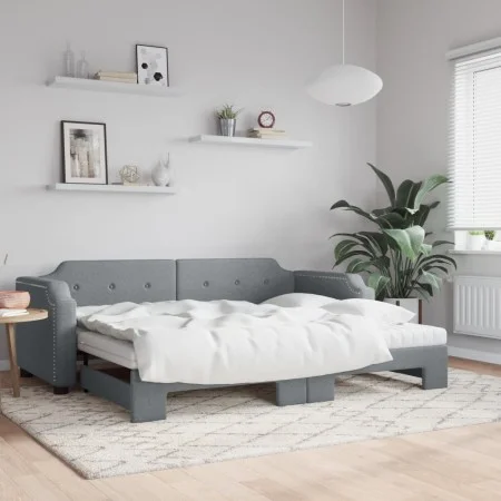 Sofá cama nido con colchón tela gris claro 90x200 cm de vidaXL, Camas y somieres - Ref: Foro24-3197652, Precio: 454,78 €, Des...