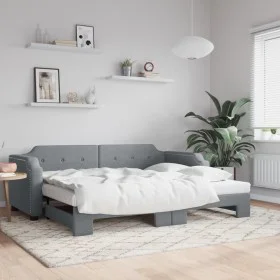 Trundle sofa bed light gray fabric 80x200 cm by vidaXL, Beds and slatted bases - Ref: Foro24-3197629, Price: 250,51 €, Discou...