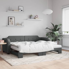 Sofá cama nido con colchón tela gris oscuro 90x190 cm de vidaXL, Camas y somieres - Ref: Foro24-3197663, Precio: 420,75 €, De...