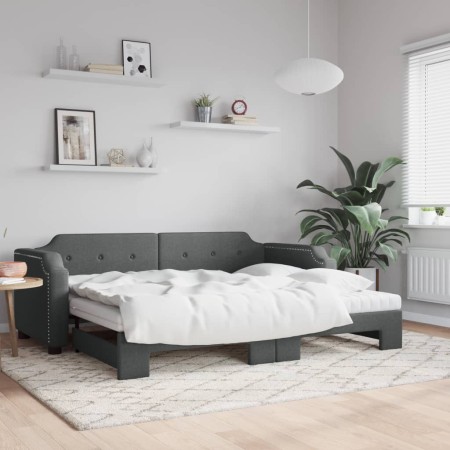 Sofá cama nido con colchón tela gris oscuro 90x190 cm de vidaXL, Camas y somieres - Ref: Foro24-3197663, Precio: 420,75 €, De...