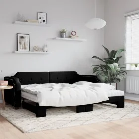 Trundle sofa bed with black fabric mattress 90x190 cm by vidaXL, Beds and slatted bases - Ref: Foro24-3197664, Price: 410,20 ...