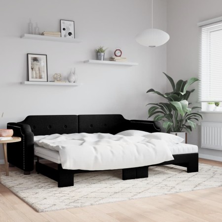 Sofá cama nido con colchón tela negro 90x190 cm de vidaXL, Camas y somieres - Ref: Foro24-3197664, Precio: 416,41 €, Descuent...