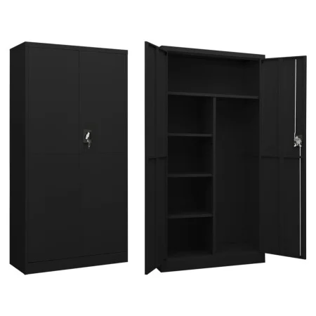 Armario de taquilla de acero negro 90x40x180 cm de vidaXL, Armarios archivadores - Ref: Foro24-335972, Precio: 330,55 €, Desc...