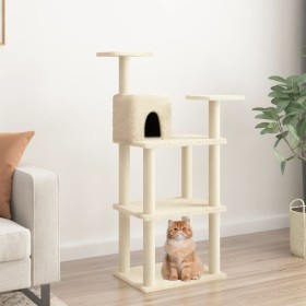 Rascador para gatos con postes de sisal color crema 118,5 cm en Mobiliario para gatos | Comprar online en Foru.es