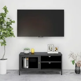 Mueble para TV acero y vidrio gris antracita 90x30x44 cm de vidaXL, Muebles TV - Ref: Foro24-336057, Precio: 101,81 €, Descue...