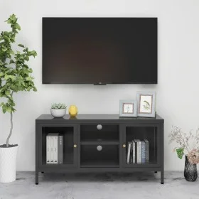 TV-Schrank aus Stahl und anthrazitgrauem Glas, 105 x 35 x 52 cm von vidaXL, TV-Möbel - Ref: Foro24-336060, Preis: 93,88 €, Ra...