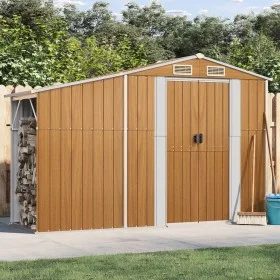 Cobertizo de jardín acero galvanizado marrón 277x93x179 cm de vidaXL, Cobertizos - Ref: Foro24-364522, Precio: 266,13 €, Desc...