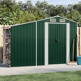 Cobertizo de jardín acero galvanizado verde 277x93x179 cm de vidaXL, Cobertizos - Ref: Foro24-364514, Precio: 251,46 €, Descu...